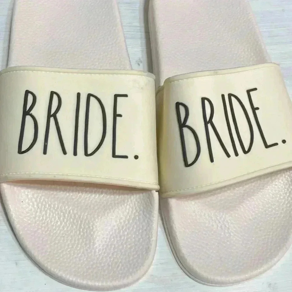 Rae Dunn bride slides blush & cream size 9